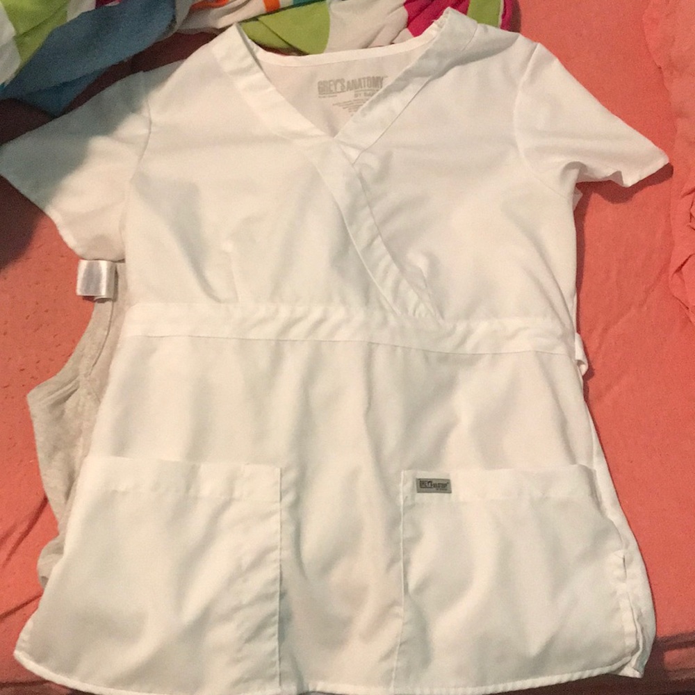 White grey anatomy scrub top
